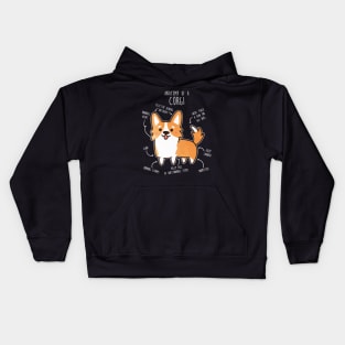 Corgi Red Dog Anatomy Kids Hoodie